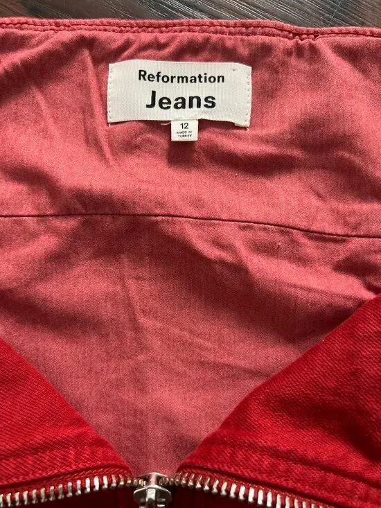 Reformation Red Denim Corset Top Strapless Bustier - Picture 3 of 5